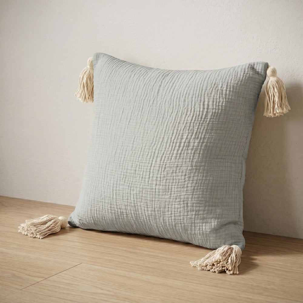 20" X 20" Light Beige And Dark Beige 100% Cotton Zippered Pillow — view 13