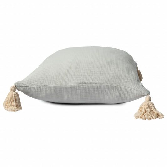 20" X 20" Gray And Beige 100% Cotton Zippered Pillow FurniFindUSA