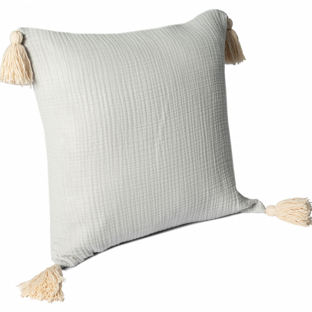 20" X 20" Gray And Beige 100% Cotton Zippered Pillow FurniFindUSA