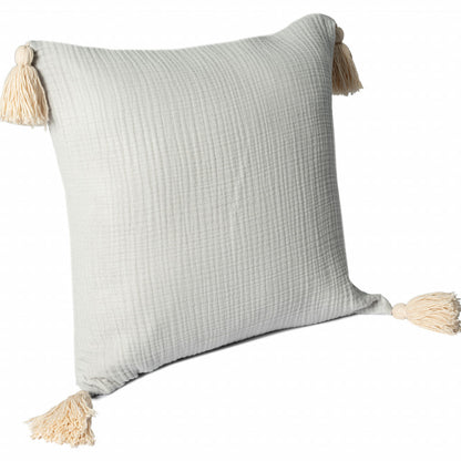 20" X 20" Gray And Beige 100% Cotton Zippered Pillow FurniFindUSA