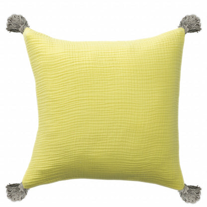 20" X 20" Yellow And Gray 100% Cotton Zippered Pillow FurniFindUSA