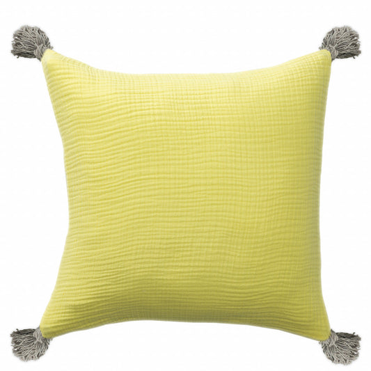 20" X 20" Yellow And Gray 100% Cotton Zippered Pillow FurniFindUSA