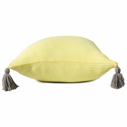 20" X 20" Yellow And Gray 100% Cotton Zippered Pillow FurniFindUSA