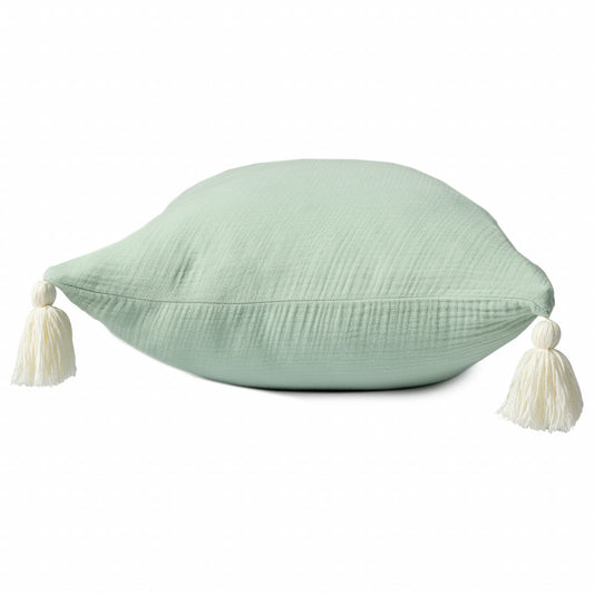 20" X 20" Green And Ivory 100% Cotton Zippered Pillow FurniFindUSA