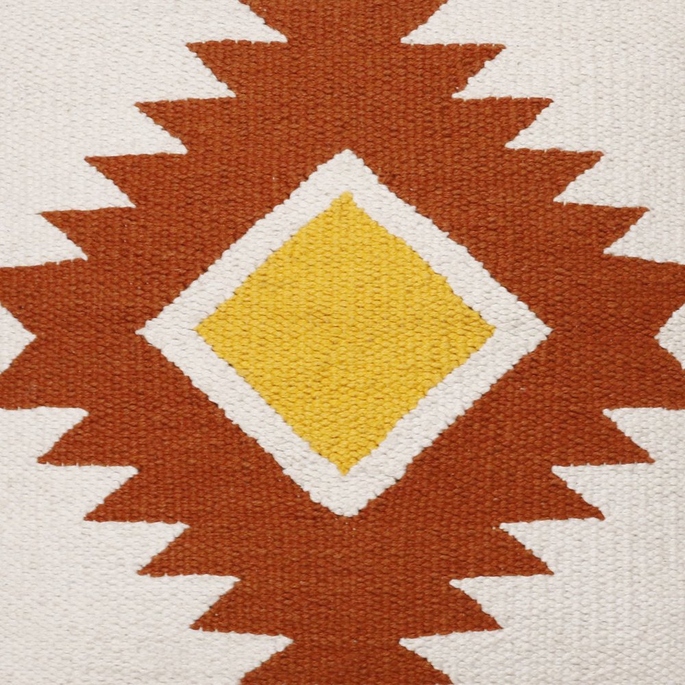 20" White Yellow And Red Striped Cotton Throw Pillow — view 7