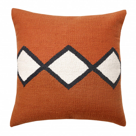 20" X 20" Orange White And Black 100% Cotton Geometric Zippered Pillow 4.0" (L) x 20.0" (W) x 20.0" (H) FurniFindUSA