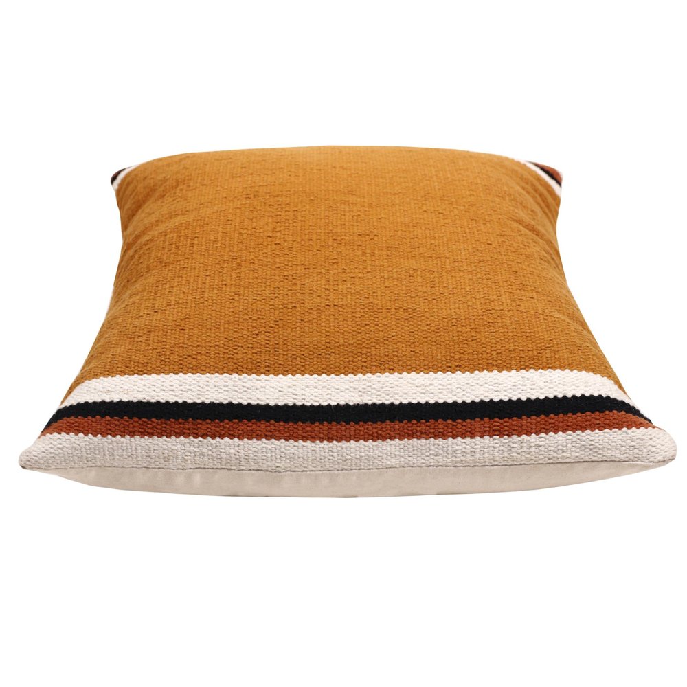 20" X 20" Orange White And Black 100% Cotton Geometric Zippered Pillow — view 6