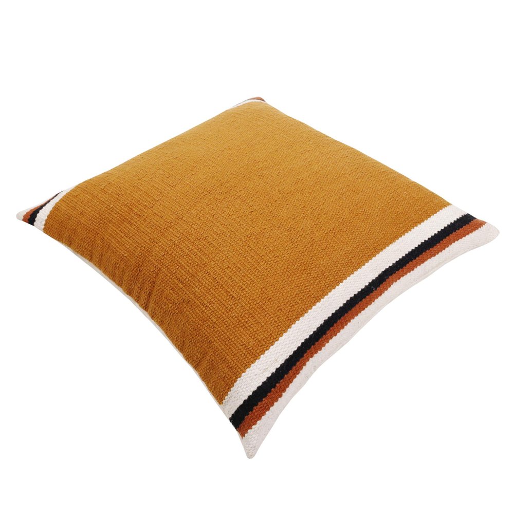 20" X 20" Orange White And Black 100% Cotton Geometric Zippered Pillow — view 9