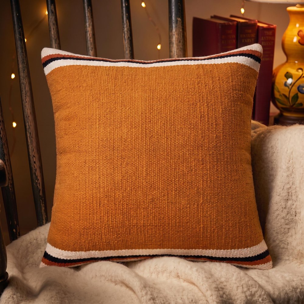 20" X 20" Orange White And Black 100% Cotton Geometric Zippered Pillow — view 10