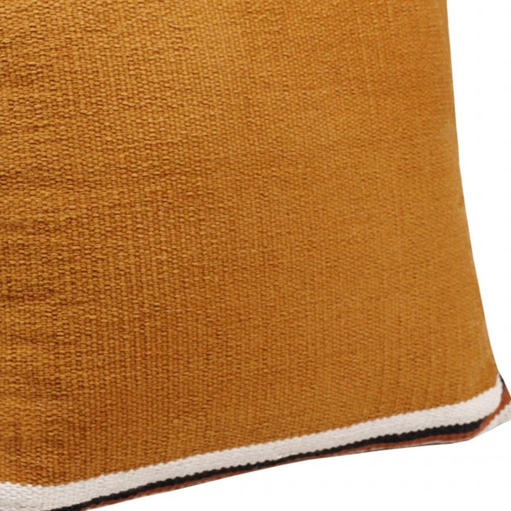 20" X 20" Orange White And Black 100% Cotton Geometric Zippered Pillow — view 2