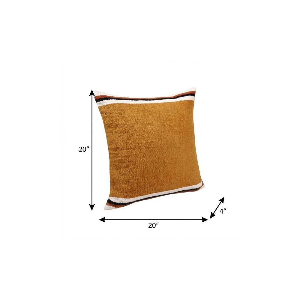 20" X 20" Orange White And Black 100% Cotton Geometric Zippered Pillow — view 3