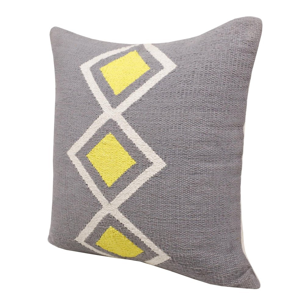 20" X 20" Gray White And Yellow 100% Cotton Geometric Zippered Pillow — view 13