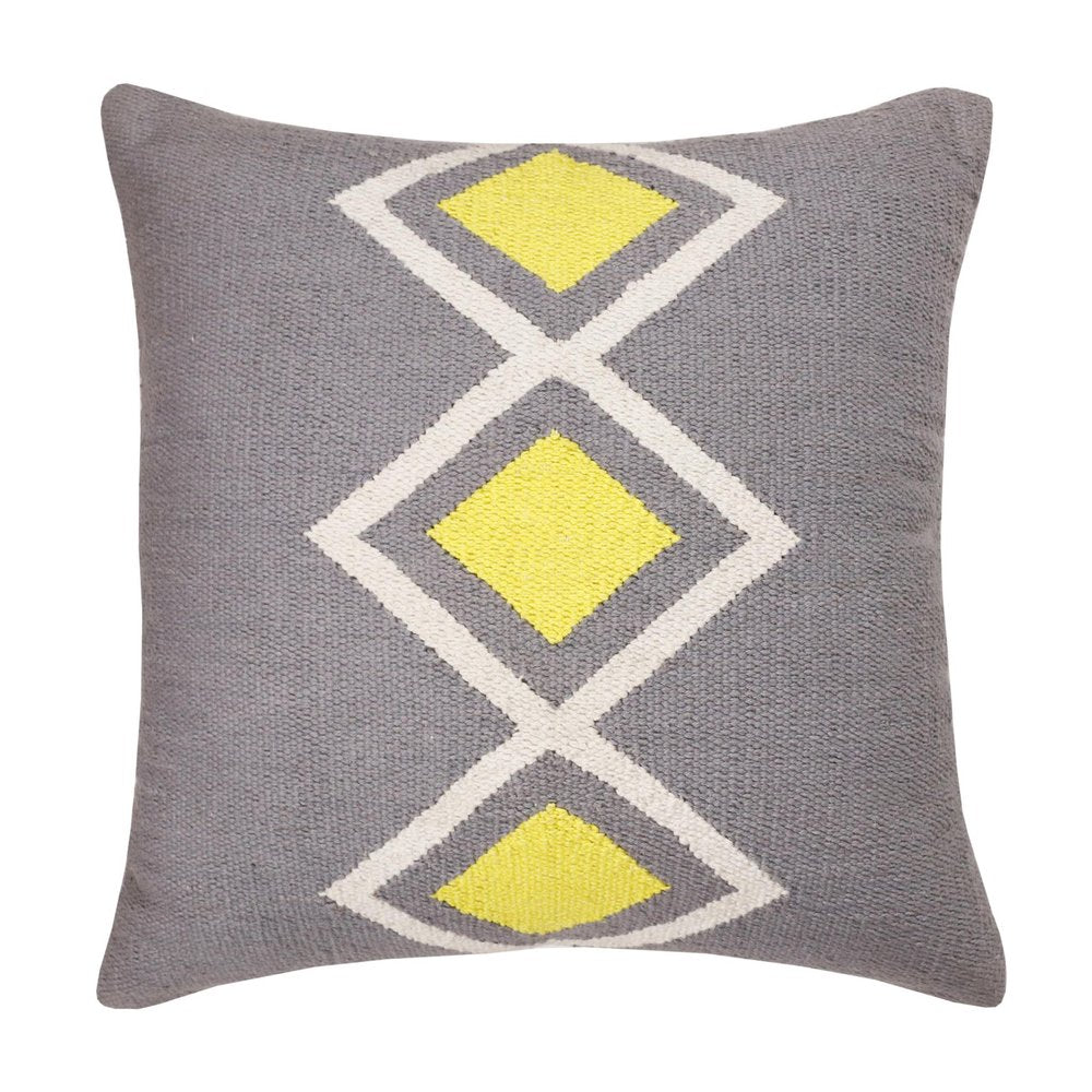 20" X 20" Gray White And Yellow 100% Cotton Geometric Zippered Pillow — view 5
