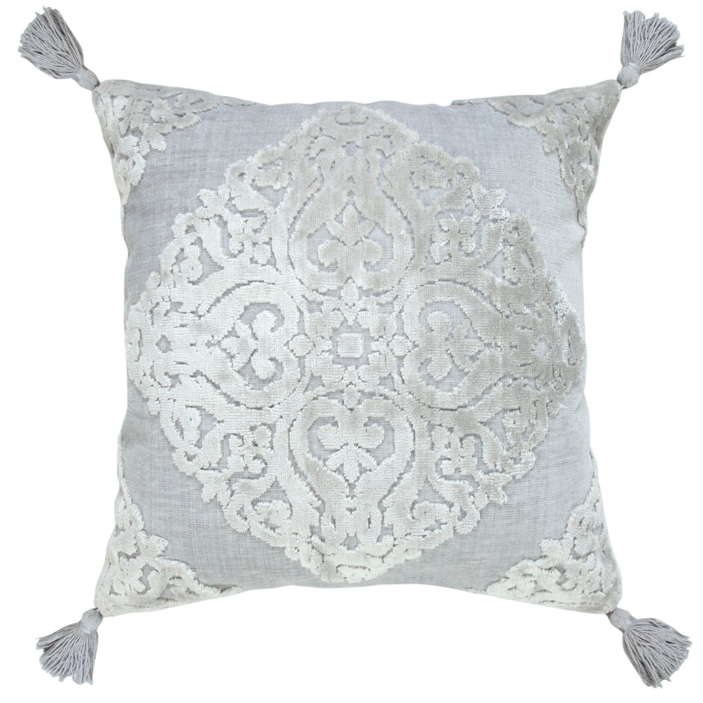 20" X 20" Silver Gray And Light Gray Viscose Zippered Pillow 4.0" (L) x 20.0" (W) x 20.0" (H) FurniFindUSA