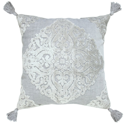 20" X 20" Silver Gray And Light Gray Viscose Zippered Pillow 4.0" (L) x 20.0" (W) x 20.0" (H) FurniFindUSA