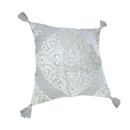 20" X 20" Silver Gray And Light Gray Viscose Zippered Pillow 4.0" (L) x 20.0" (W) x 20.0" (H) FurniFindUSA