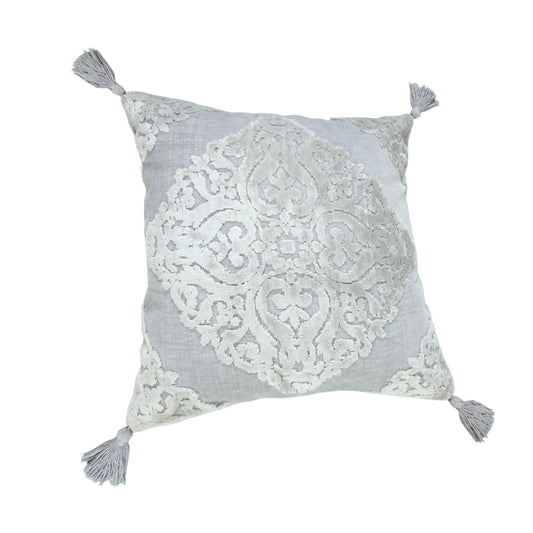 20" X 20" Silver Gray And Light Gray Viscose Zippered Pillow 4.0" (L) x 20.0" (W) x 20.0" (H) FurniFindUSA