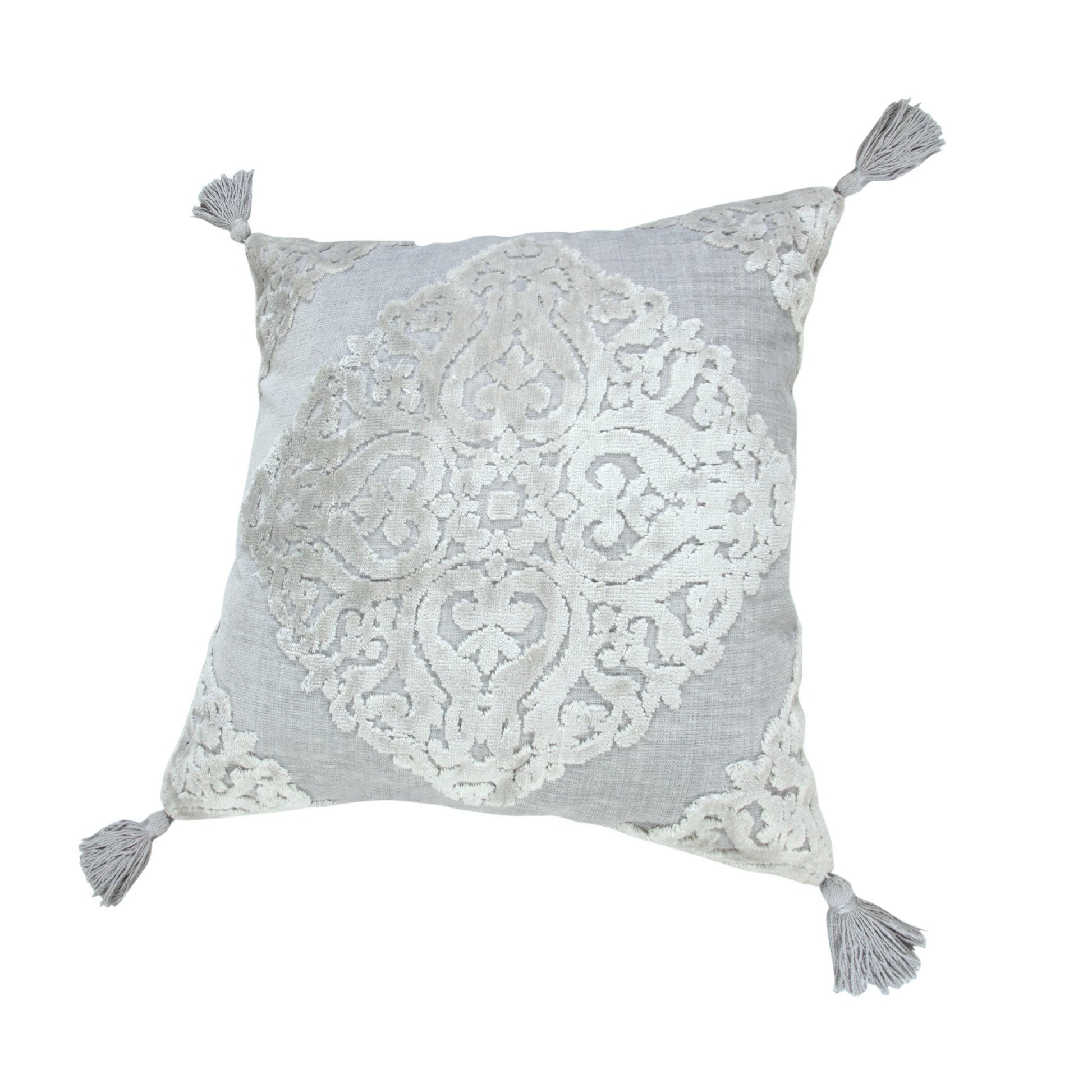 20" X 20" Silver Gray And Light Gray Viscose Zippered Pillow 4.0" (L) x 20.0" (W) x 20.0" (H) FurniFindUSA