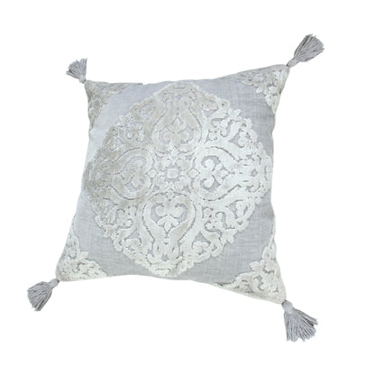 20" X 20" Silver Gray And Light Gray Viscose Zippered Pillow 4.0" (L) x 20.0" (W) x 20.0" (H) FurniFindUSA