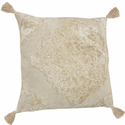 20" X 20" Cream And Beige Viscose Zippered Pillow FurniFindUSA