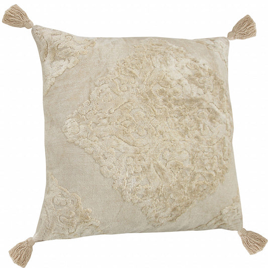 20" X 20" Cream And Beige Viscose Zippered Pillow FurniFindUSA