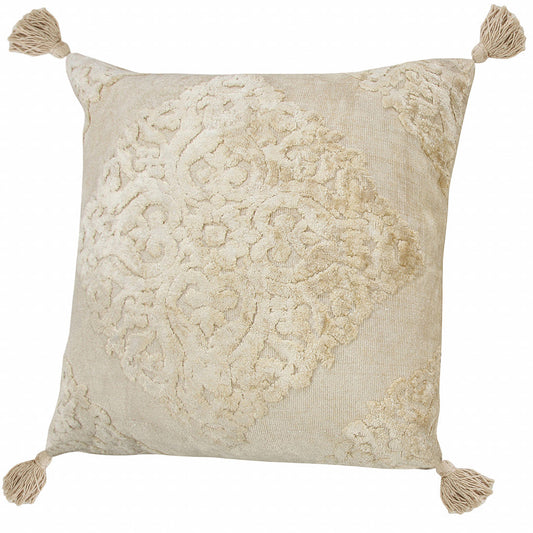 20" X 20" Cream And Beige Viscose Zippered Pillow FurniFindUSA