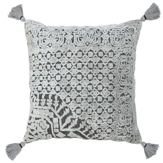 20" X 20" Silver Gray And Dark Gray Viscose Geometric Zippered Pillow FurniFindUSA