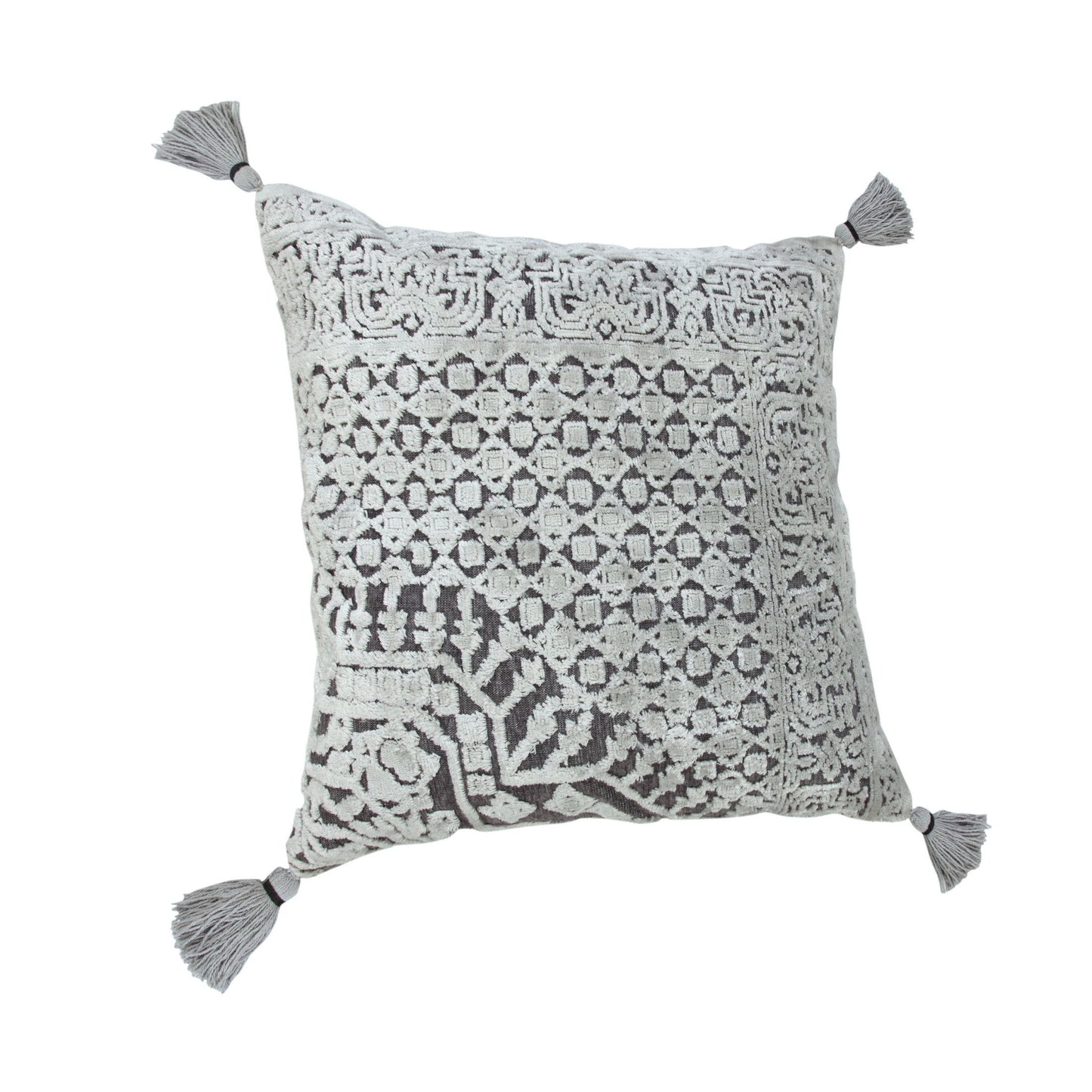 20" X 20" Silver Gray And Dark Gray Viscose Geometric Zippered Pillow FurniFindUSA