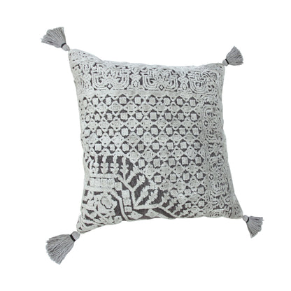 20" X 20" Silver Gray And Dark Gray Viscose Geometric Zippered Pillow FurniFindUSA