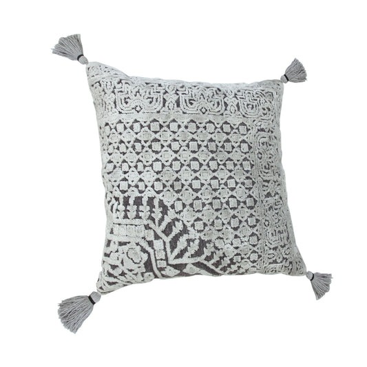 20" X 20" Silver Gray And Dark Gray Viscose Geometric Zippered Pillow FurniFindUSA