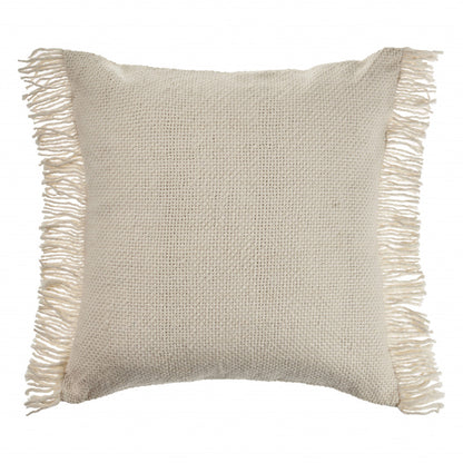 20" X 20" Ivory And White 100% Cotton Zippered Pillow FurniFindUSA