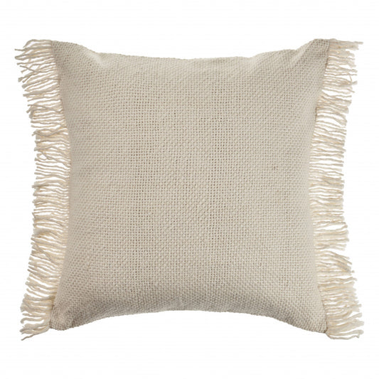 20" X 20" Ivory And White 100% Cotton Zippered Pillow FurniFindUSA