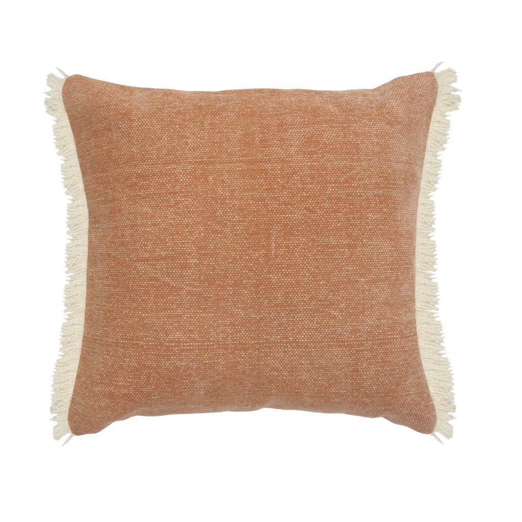 20" X 20" Orange And Tan 100% Cotton Zippered Pillow FurniFindUSA