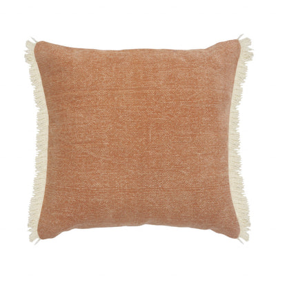 20" X 20" Orange And Tan 100% Cotton Zippered Pillow FurniFindUSA