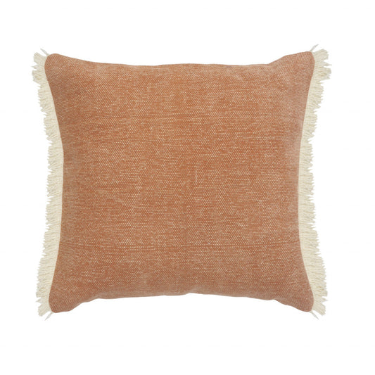 20" X 20" Orange And Tan 100% Cotton Zippered Pillow FurniFindUSA