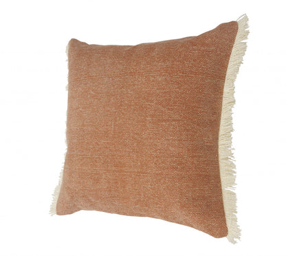 20" X 20" Orange And Tan 100% Cotton Zippered Pillow FurniFindUSA