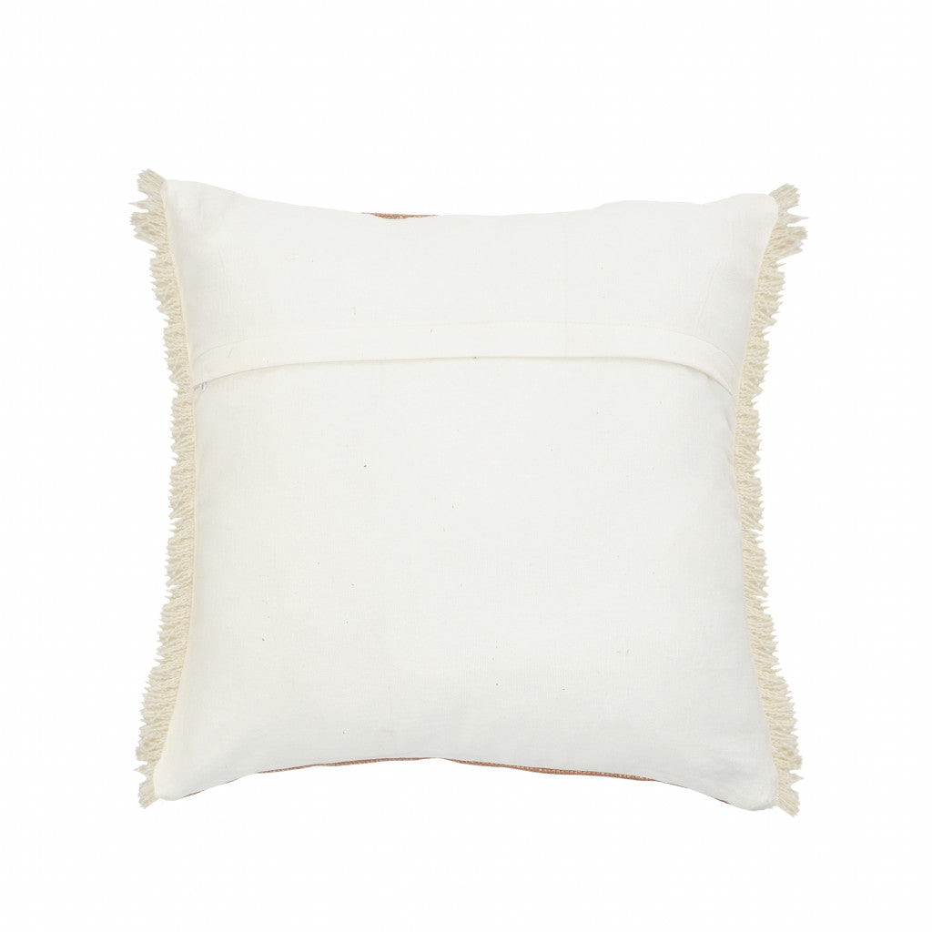 20" X 20" Orange And Tan 100% Cotton Zippered Pillow FurniFindUSA