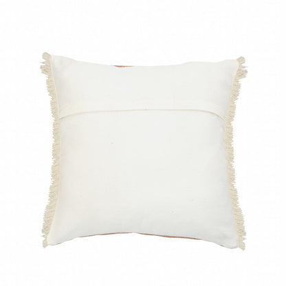 20" X 20" Orange And Tan 100% Cotton Zippered Pillow FurniFindUSA