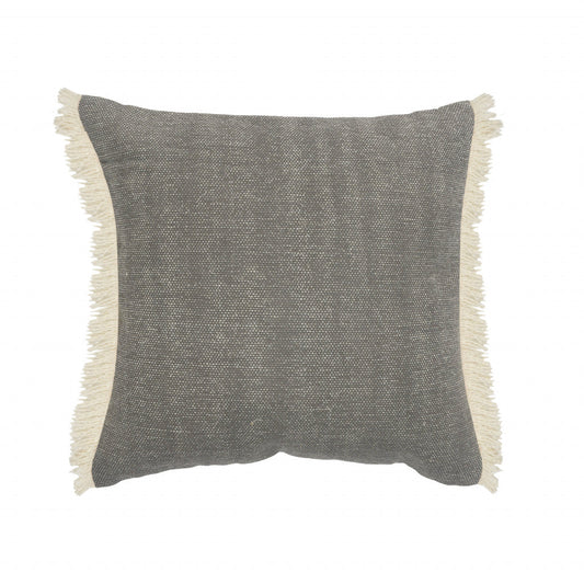 20" X 20" Gray And Ivory 100% Cotton Zippered Pillow FurniFindUSA