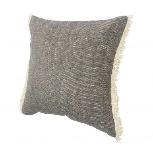 20" X 20" Gray And Ivory 100% Cotton Zippered Pillow FurniFindUSA