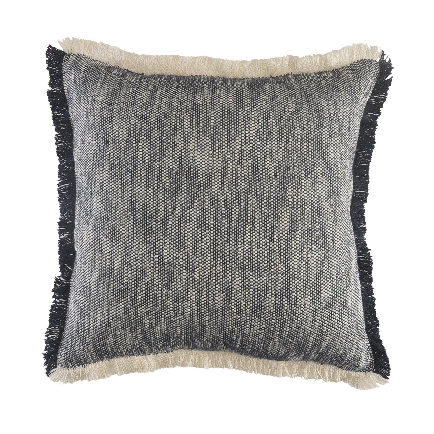 20" X 20" Dark Blue And White 100% Cotton Abstract Zippered Pillow FurniFindUSA