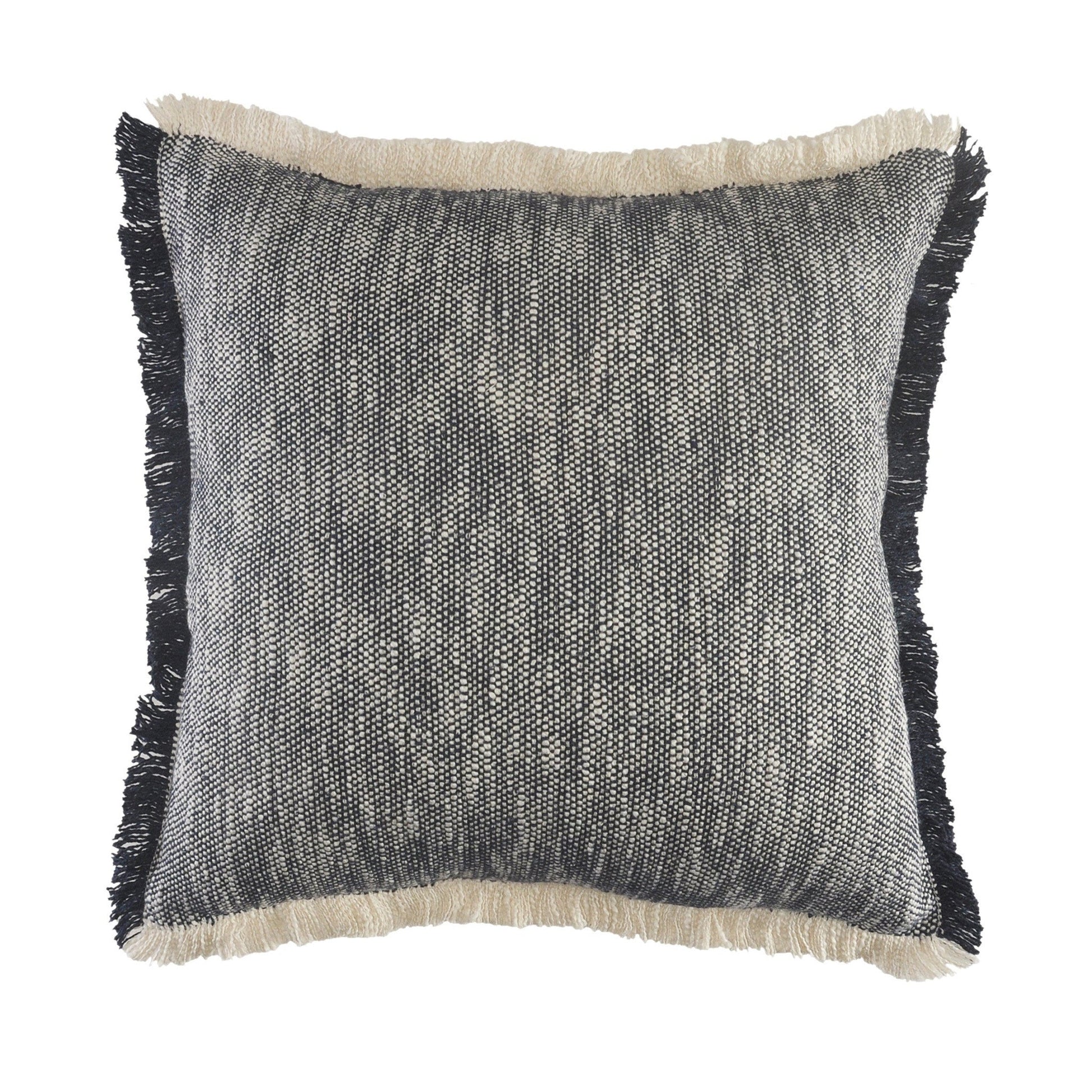 20" X 20" Dark Blue And White 100% Cotton Abstract Zippered Pillow FurniFindUSA