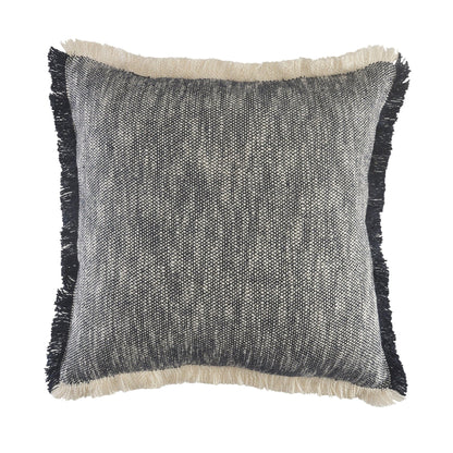 20" X 20" Dark Blue And White 100% Cotton Abstract Zippered Pillow FurniFindUSA