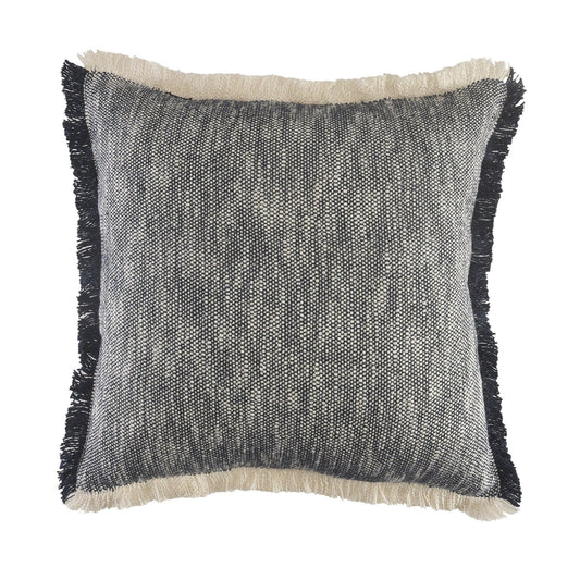 20" X 20" Dark Blue And White 100% Cotton Abstract Zippered Pillow FurniFindUSA