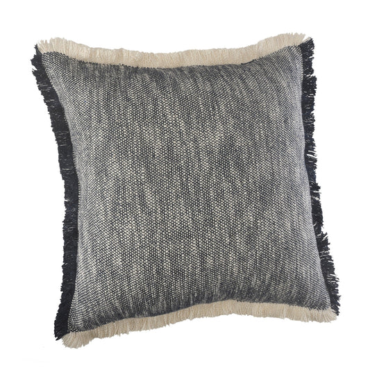 20" X 20" Dark Blue And White 100% Cotton Abstract Zippered Pillow FurniFindUSA