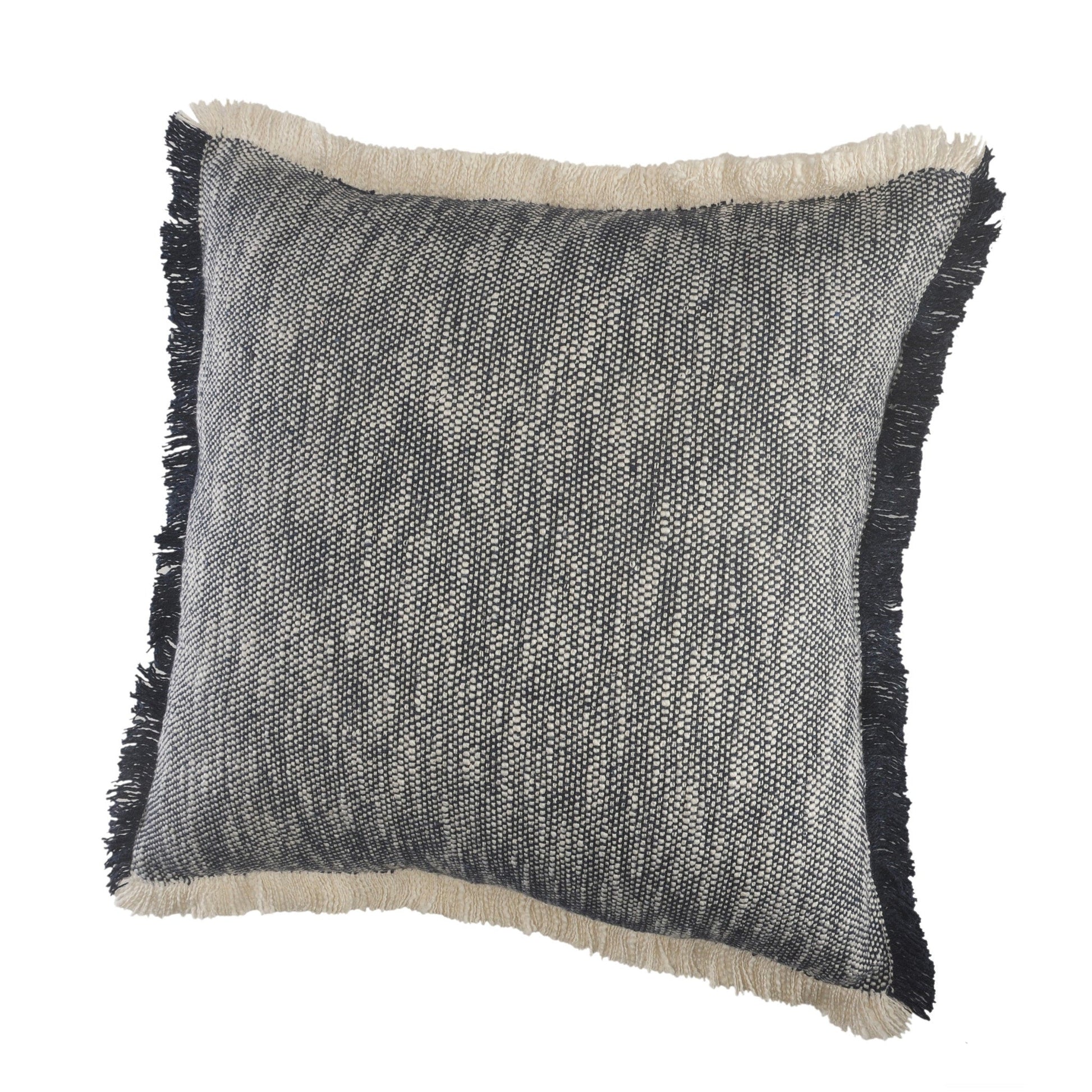 20" X 20" Dark Blue And White 100% Cotton Abstract Zippered Pillow FurniFindUSA