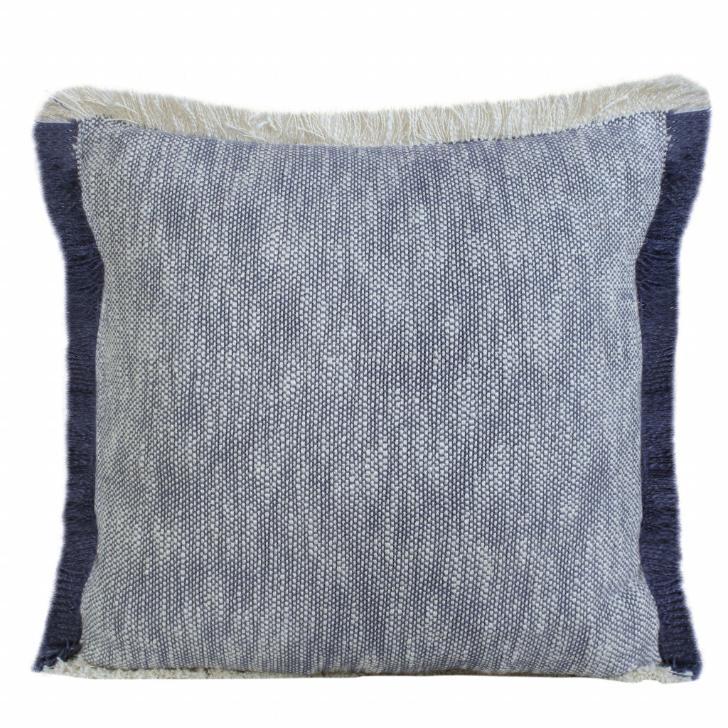 20" X 20" Blue And White 100% Cotton Geometric Zippered Pillow 4.0" (L) x 20.0" (W) x 20.0" (H) FurniFindUSA
