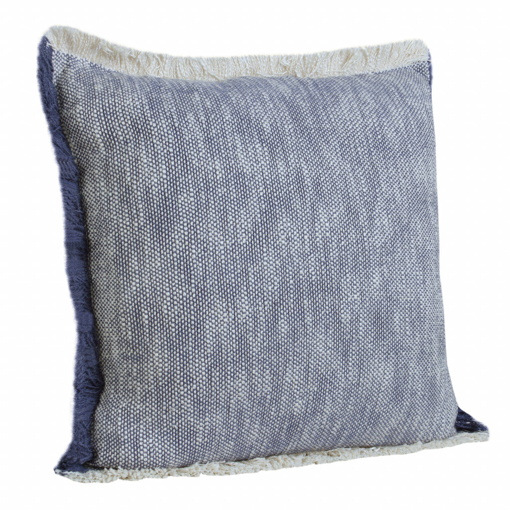 20" X 20" Blue And White 100% Cotton Geometric Zippered Pillow 4.0" (L) x 20.0" (W) x 20.0" (H) FurniFindUSA