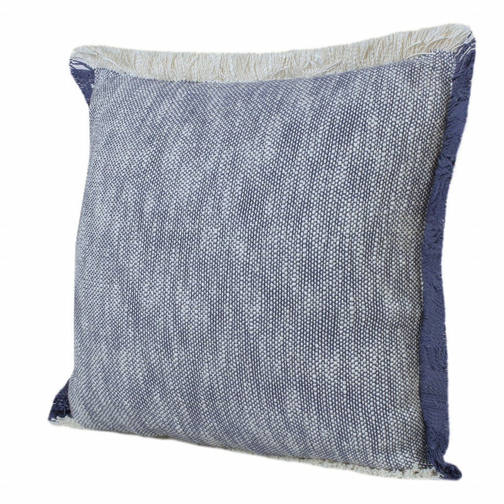 20" X 20" Blue And White 100% Cotton Geometric Zippered Pillow 4.0" (L) x 20.0" (W) x 20.0" (H) FurniFindUSA