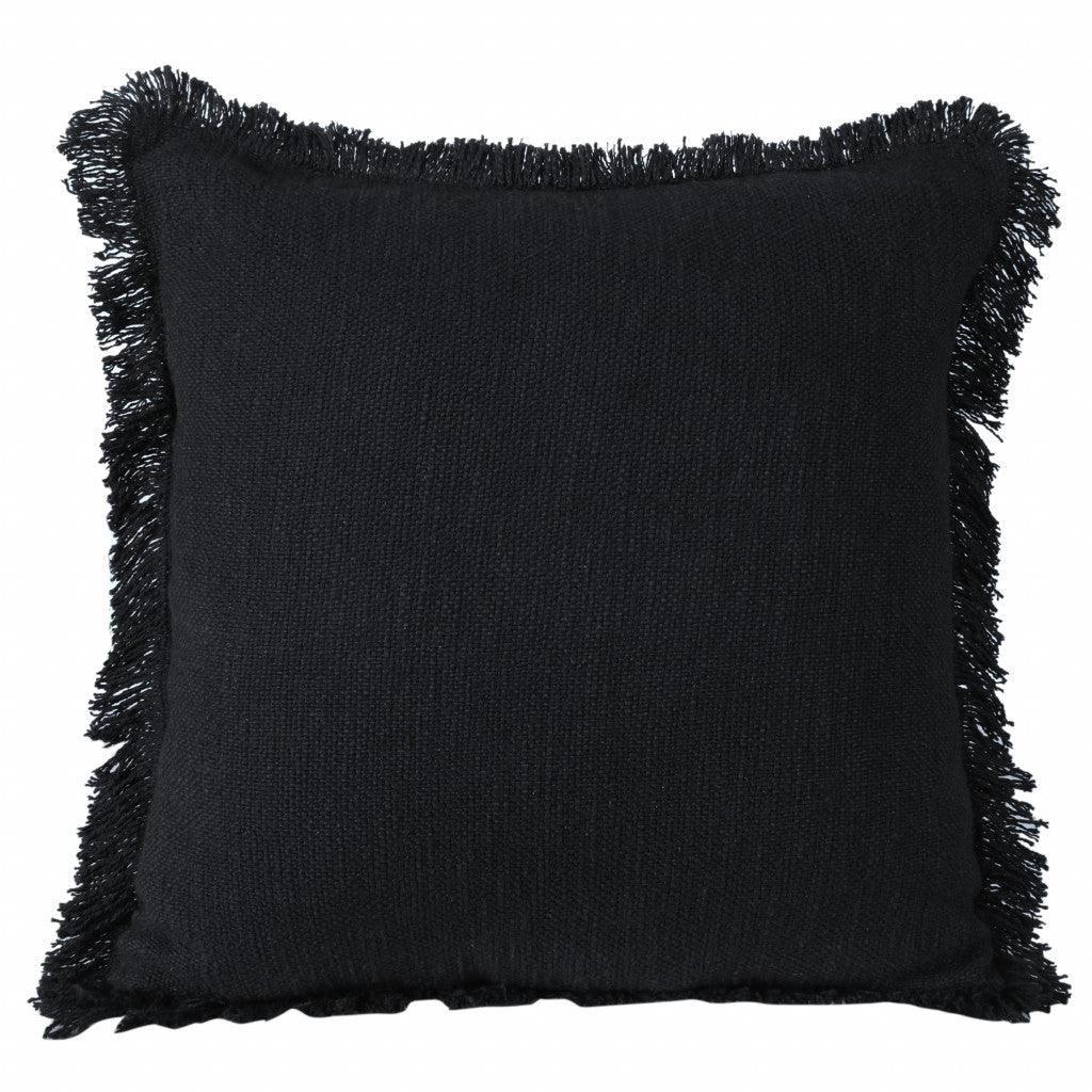 20" X 20" Jet Black 100% Cotton Zippered Pillow 4.0" (L) x 20.0" (W) x 20.0" (H) FurniFindUSA